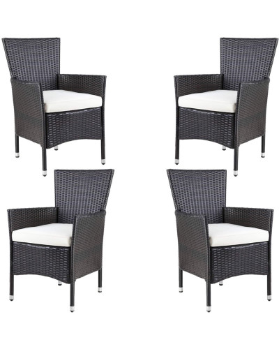Garden Chairs Set of 4 Rattan Brown Cream
